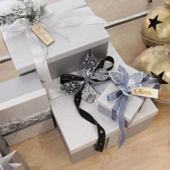 Three Assorted Silver and Blue Braid and Glitter Christmas Ribbons Ribbons|