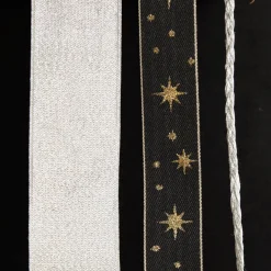 Three Assorted Silver and Blue Braid and Glitter Christmas Ribbons Ribbons|