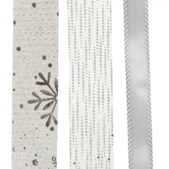 Three Assorted Silver Snowflakes and Dots Christmas Ribbons Ribbons|