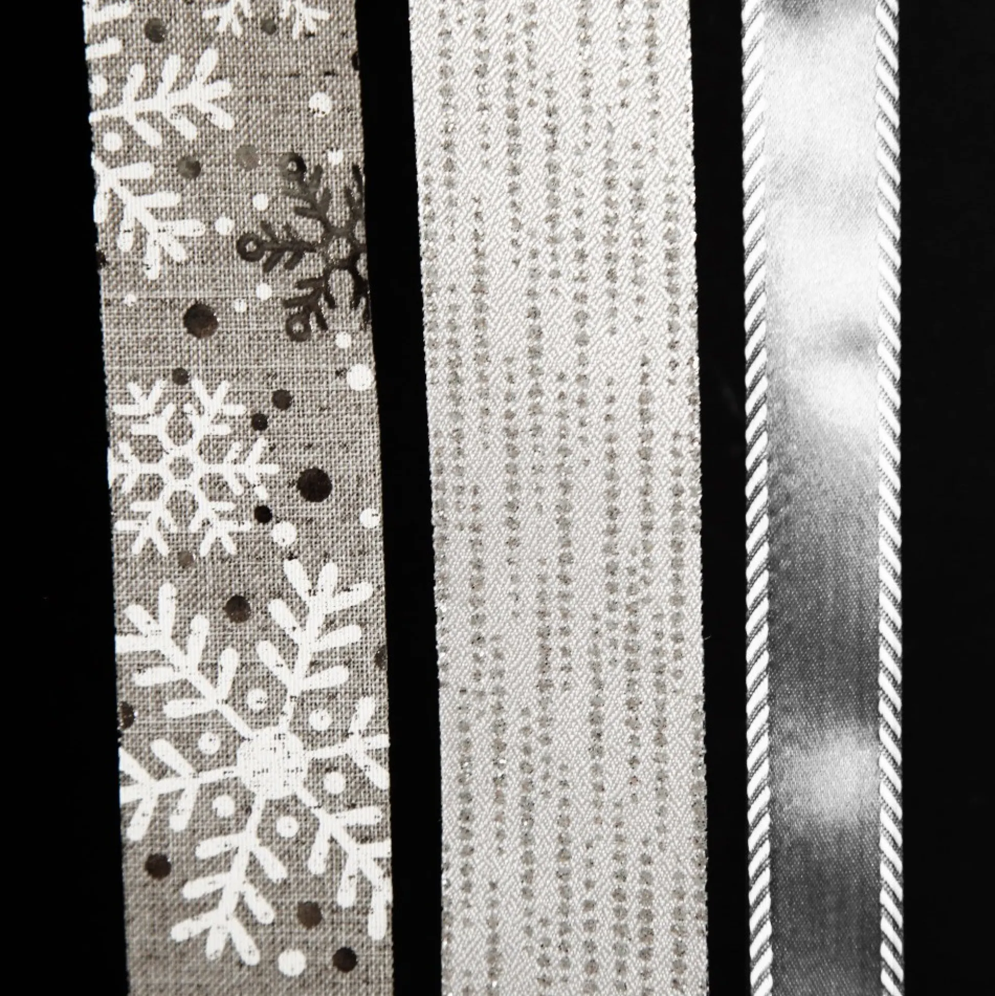 Three Assorted Silver Snowflakes and Dots Christmas Ribbons Ribbons|
