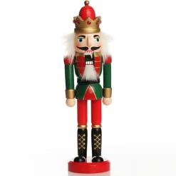 Traditional Christmas Wooden Nutcracker Soldier Ornament with Crown - Medium Christmas Nutcrackers|