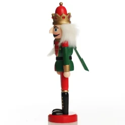 Traditional Christmas Wooden Nutcracker Soldier Ornament with Crown - Medium Christmas Nutcrackers|