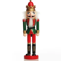 Traditional Christmas Wooden Nutcracker Soldier Ornament with Crown - Medium Christmas Nutcrackers|