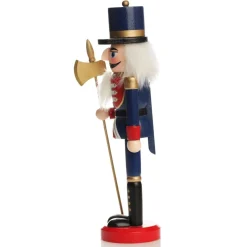 Traditional Christmas Wooden Nutcracker Soldier Ornament with Axe - Medium Christmas Nutcrackers|