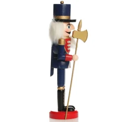 Traditional Christmas Wooden Nutcracker Soldier Ornament with Axe - Medium Christmas Nutcrackers|