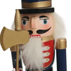 Traditional Christmas Wooden Nutcracker Soldier Ornament with Axe - Medium Christmas Nutcrackers|