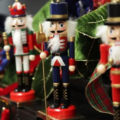 Traditional Christmas Wooden Nutcracker Soldier Ornament with Axe - Medium Christmas Nutcrackers|