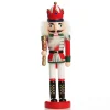 Traditional Christmas Wooden Nutcracker Soldier Ornament with Baton - Medium Christmas Nutcrackers|