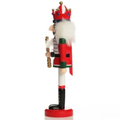 Traditional Christmas Wooden Nutcracker Soldier Ornament with Baton - Medium Christmas Nutcrackers|