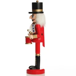 Traditional Christmas Wooden Nutcracker Soldier Ornament with Drums - Medium Christmas Nutcrackers|