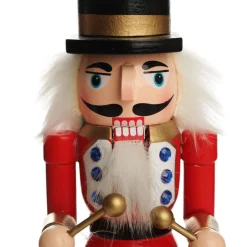Traditional Christmas Wooden Nutcracker Soldier Ornament with Drums - Medium Christmas Nutcrackers|