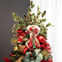 Traditional Red and Green Angel Tree Topper Ornament Tree Toppers|
