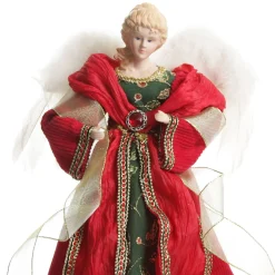 Traditional Red and Green Angel Tree Topper Ornament Tree Toppers|