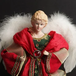 Traditional Red and Green Angel Tree Topper Ornament Tree Toppers|