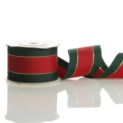 Traditional Red Green and Gold Grossgrain Wired Christmas Ribbon - 3.8cm Ribbons|