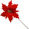 Traditional Red Velvet Poinsettia Flower Stem Christmas Flowers|