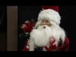 Traditional Santa holding Wreath Christmas Figurine Christmas Figurines|