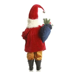 Traditional Santa holding Wreath Christmas Figurine Christmas Figurines|