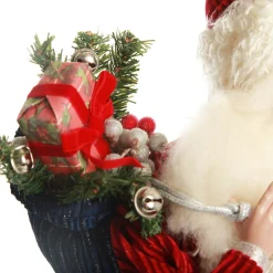 Traditional Santa holding Wreath Christmas Figurine Christmas Figurines|