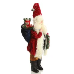 Traditional Santa holding Wreath Christmas Figurine Christmas Figurines|