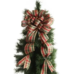Traditional Tartan Deluxe Tree Topper Bow with Streamers Tree Toppers|