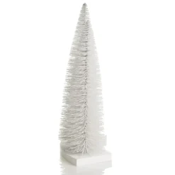 Trio of White Table Top Christmas Trees on Wooden Base Table Top Christmas Trees|