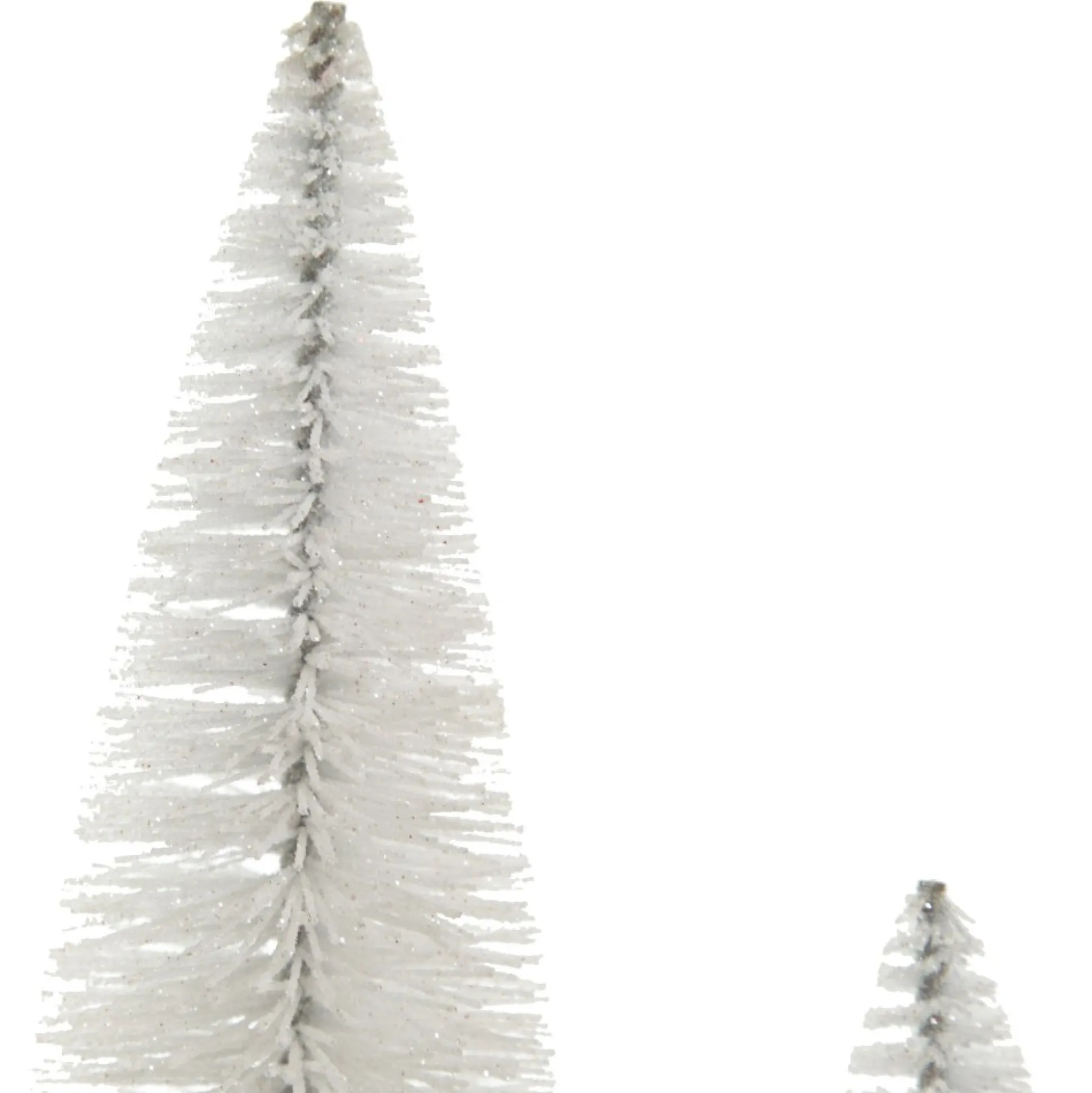 Trio of White Table Top Christmas Trees on Wooden Base Table Top Christmas Trees|