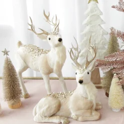 Velvet Pink Deer with Jewels - Standing with Head Back Christmas Birds And Animals|