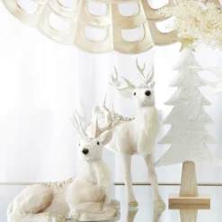 Velvet Pink Deer with Jewels - Standing with Head Back Christmas Birds And Animals|