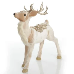 Velvet Pink Deer with Jewels - Standing with Head Back Christmas Birds And Animals|