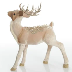 Velvet Pink Deer with Jewels - Standing with Head Back Christmas Birds And Animals|
