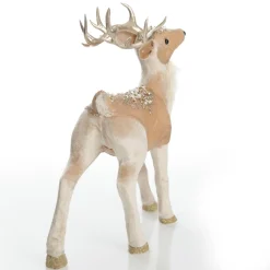 Velvet Pink Deer with Jewels - Standing with Head Back Christmas Birds And Animals|
