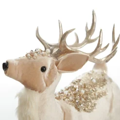 Velvet Pink Deer with Jewels - Standing with Head Back Christmas Birds And Animals|
