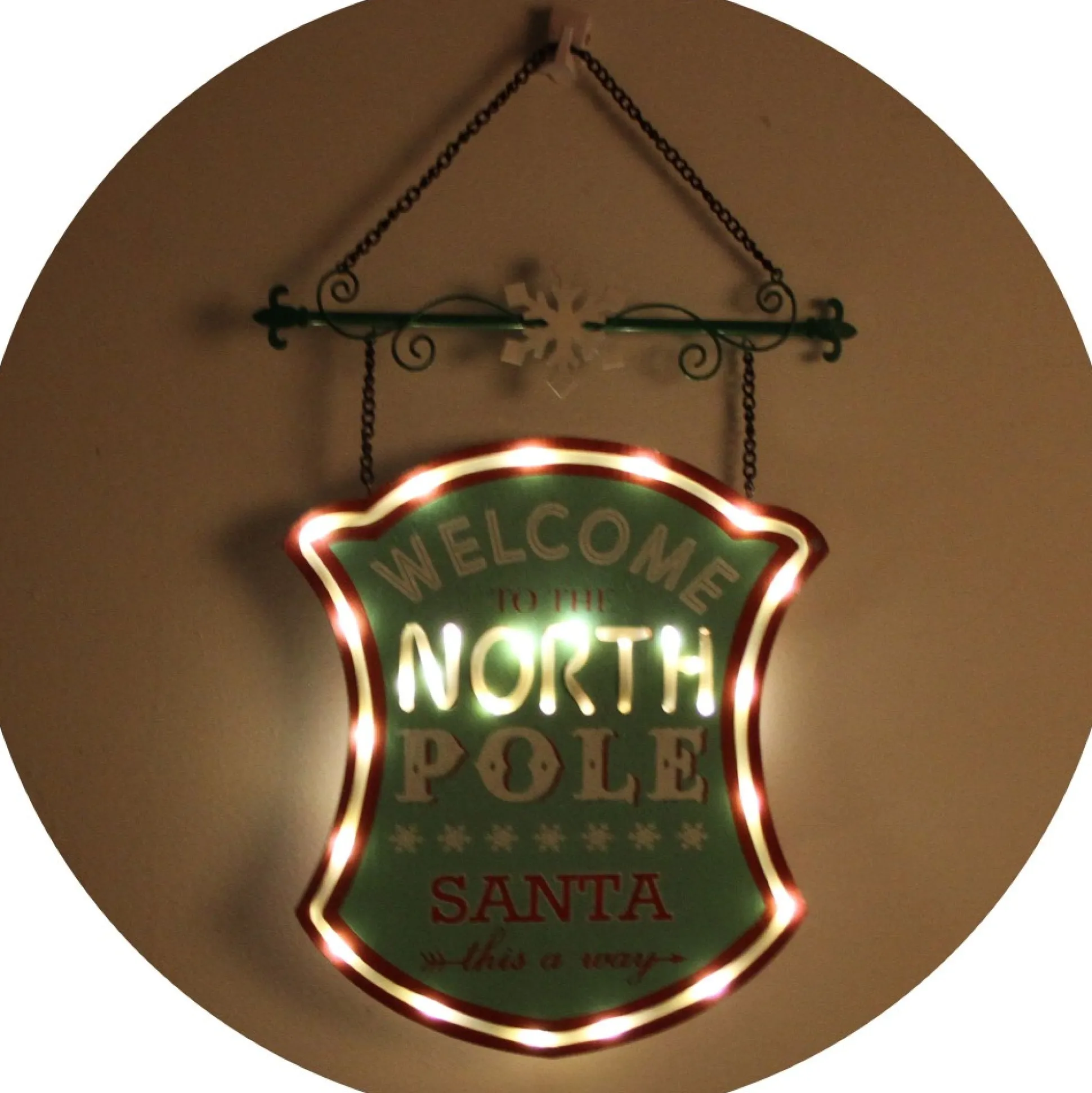 Vintage Lightup Welcome to the North Pole Sign Wall Hangings And Signs|