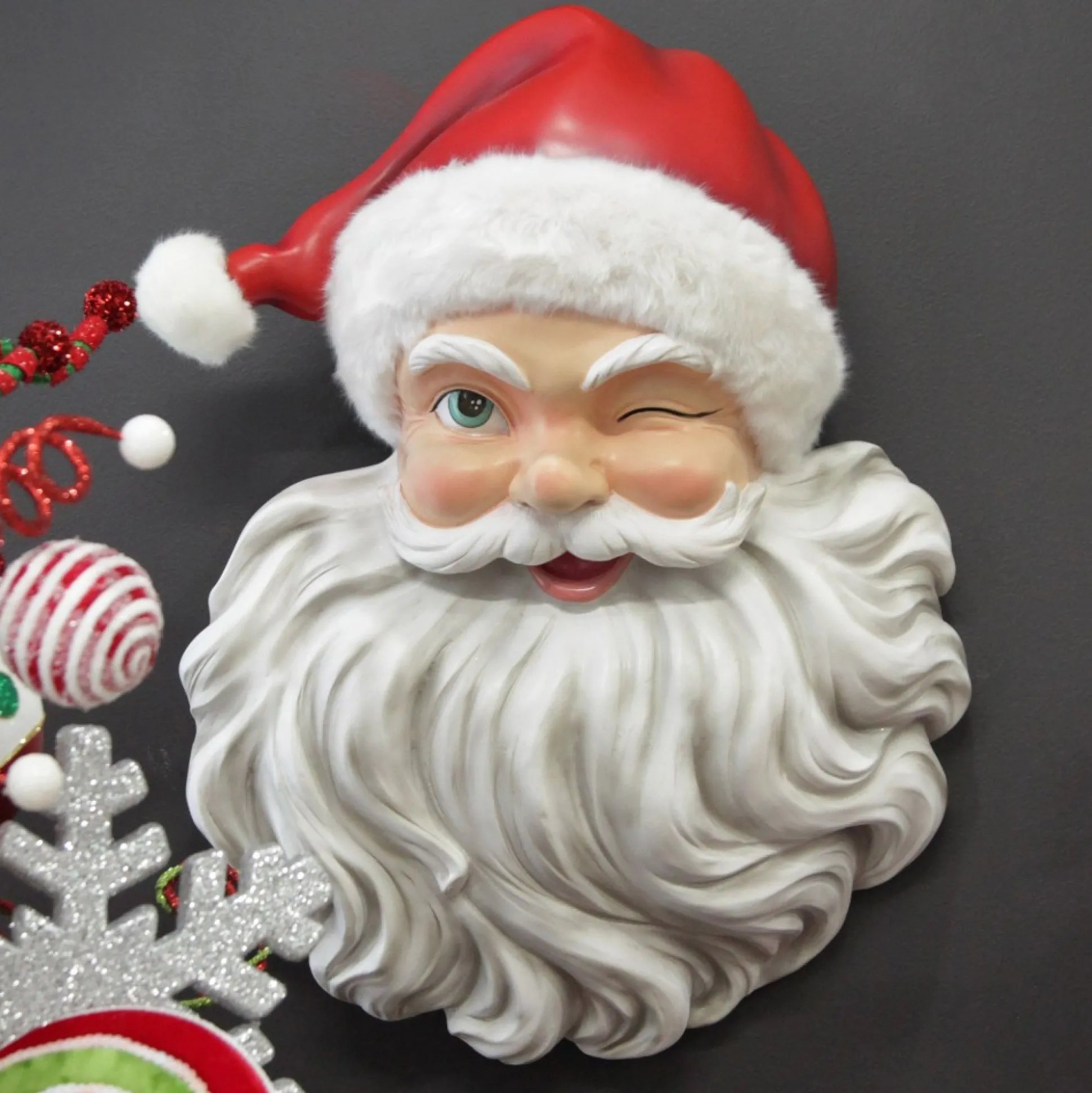 Vintage Red Winking Santa Wall Hanging Wall Hangings And Signs|