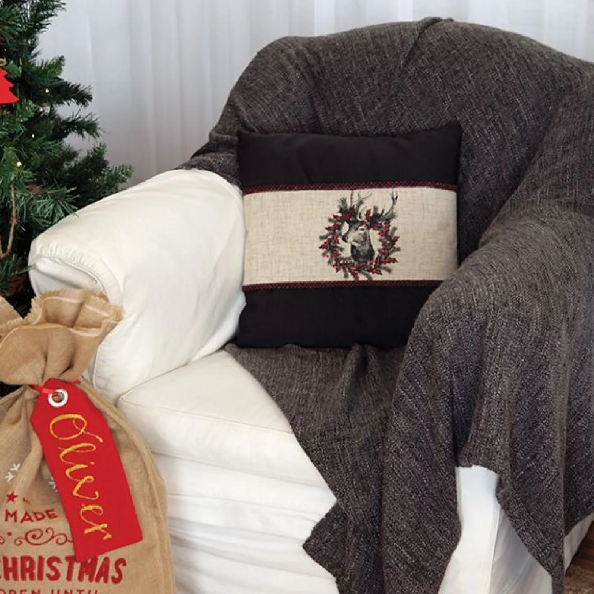 Vintage Reindeer Christmas Cushion Wrap Christmas Cushions|