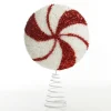 White and Red Tinsel Peppermint Swirl Tree Topper Tree Toppers|