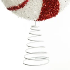 White and Red Tinsel Peppermint Swirl Tree Topper Tree Toppers|