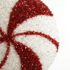 White and Red Tinsel Peppermint Swirl Tree Topper Tree Toppers|