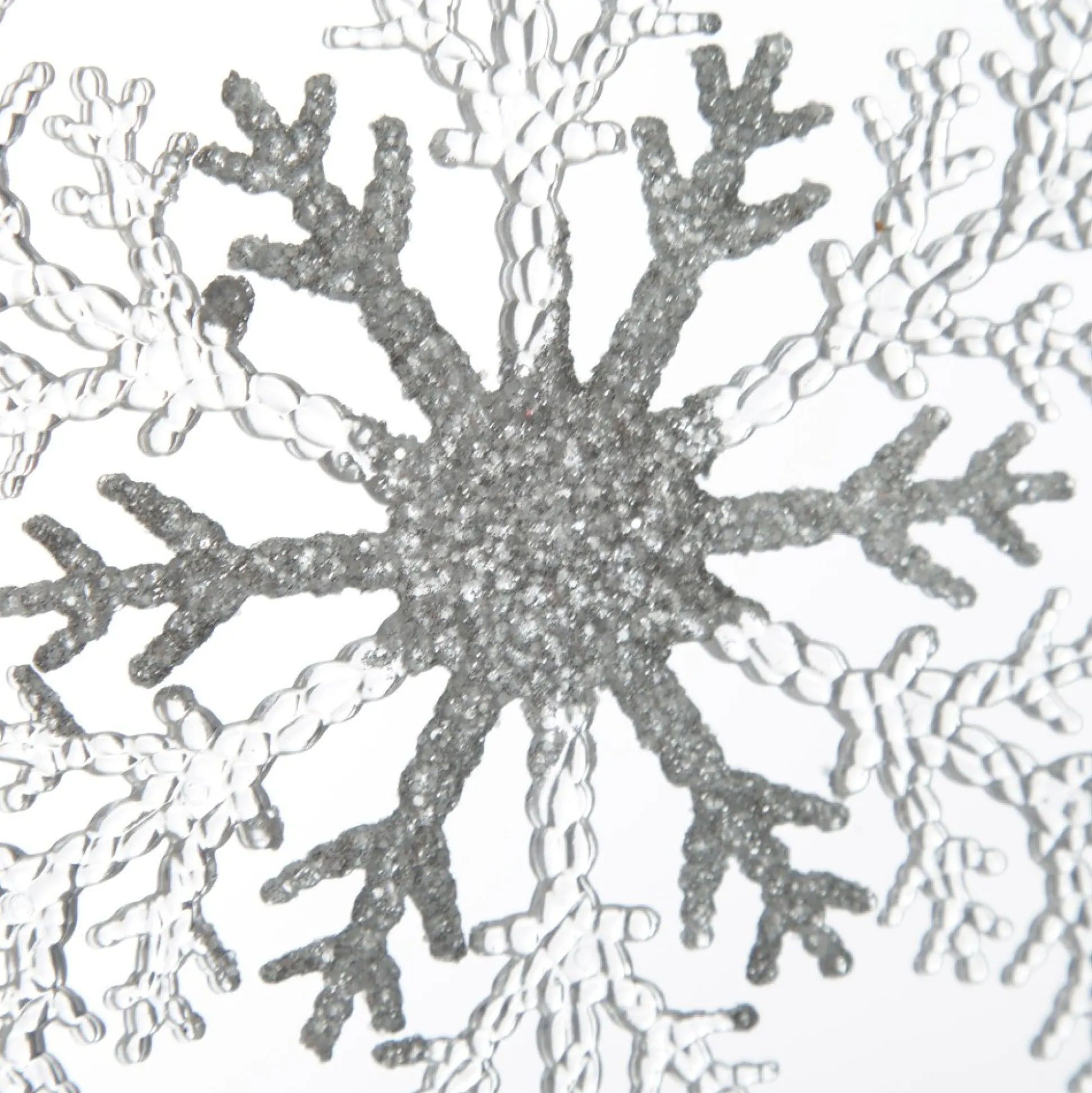 White and Silver Glitter Snowflake Tree Decoration Snowflakes And Stars|