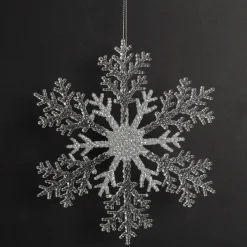 White and Silver Glitter Snowflake Tree Decoration Snowflakes And Stars|