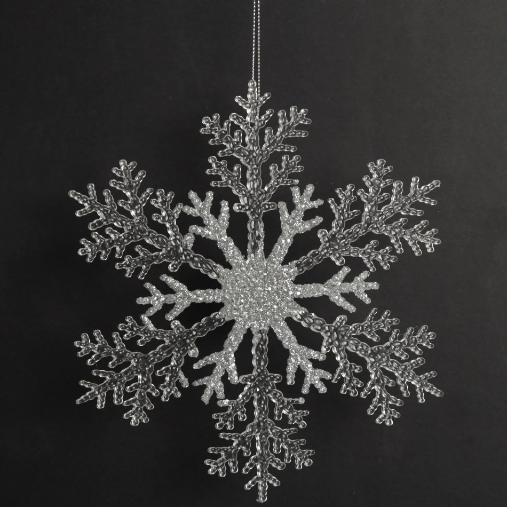 White and Silver Glitter Snowflake Tree Decoration Snowflakes And Stars|