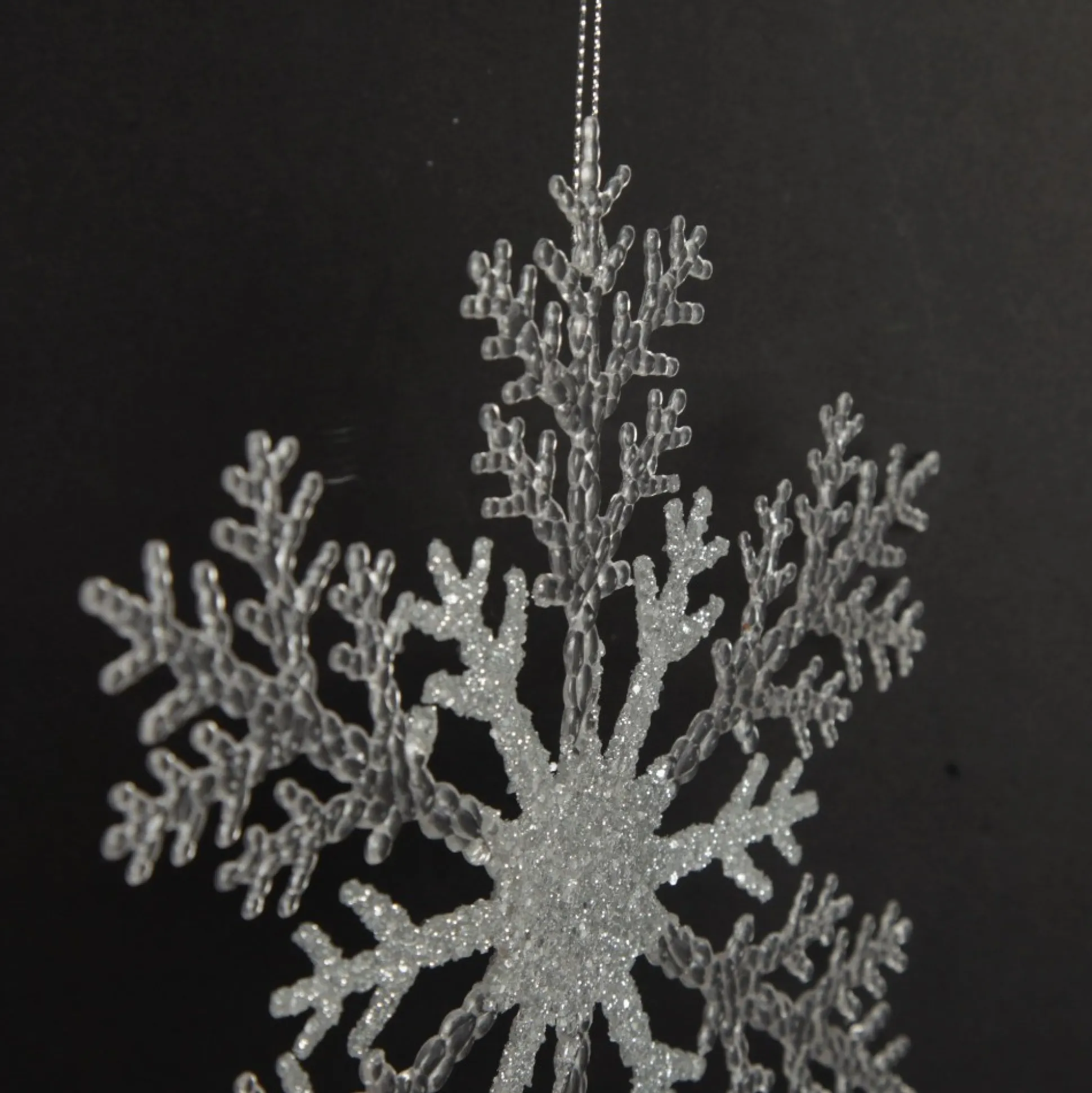 White and Silver Glitter Snowflake Tree Decoration Snowflakes And Stars|
