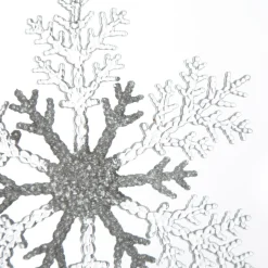 White and Silver Glitter Snowflake Tree Decoration Snowflakes And Stars|