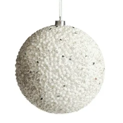 White Beaded Christmas Bauble - Set of 2 Decorative Christmas Baubles|