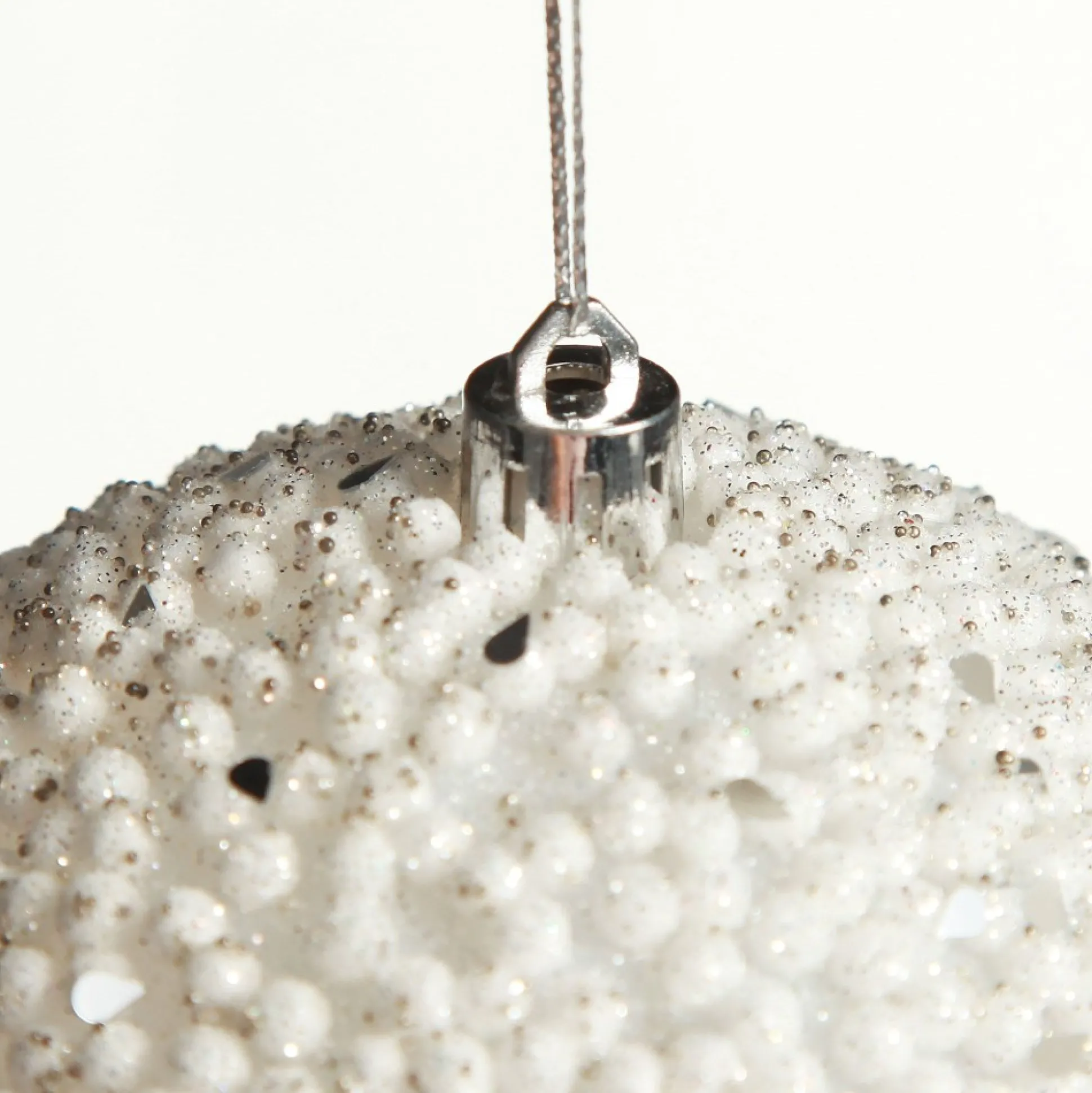 White Beaded Christmas Bauble - Set of 2 Decorative Christmas Baubles|