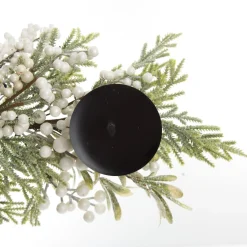 White Berry and Frosted Leaf Christmas Table Centrepiece Candle Holder Christmas Table Centrepieces|