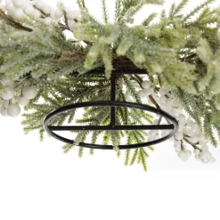 White Berry and Frosted Leaf Christmas Table Centrepiece Candle Holder Christmas Table Centrepieces|