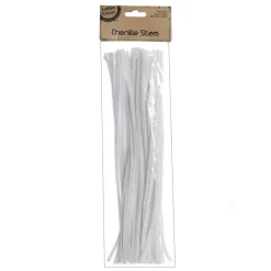 White Chenille Stem Pipe Cleaners - Pack of 50 Christmas Craft Supplies|