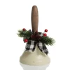 White Christmas Bell with Black Buffalo Check Bow and Pine Berries Christmas Ornaments|